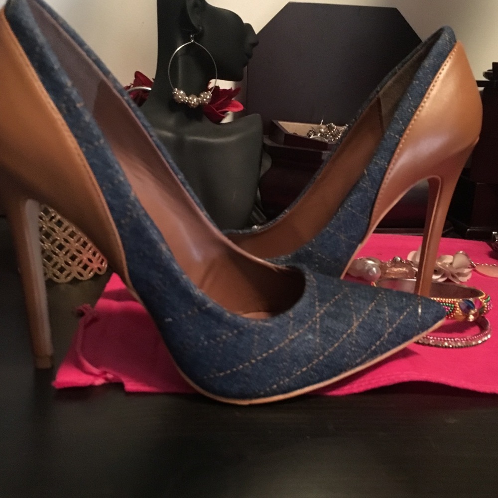 Denim & Leather Heels